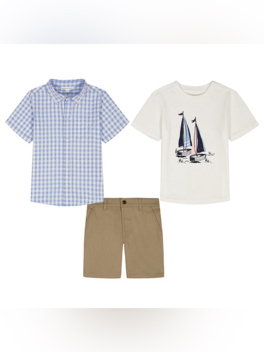 New Janie &Jack Kids Boys 3-Piece Tan Shorts Set Size 4T
